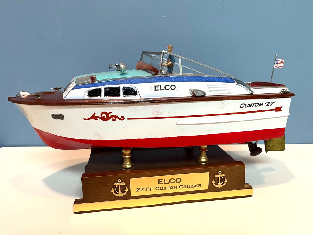 Chris Craft Style Model Boat Elco 27 Ft. Custom Cabin Cruiser Model Yacht 13” Long