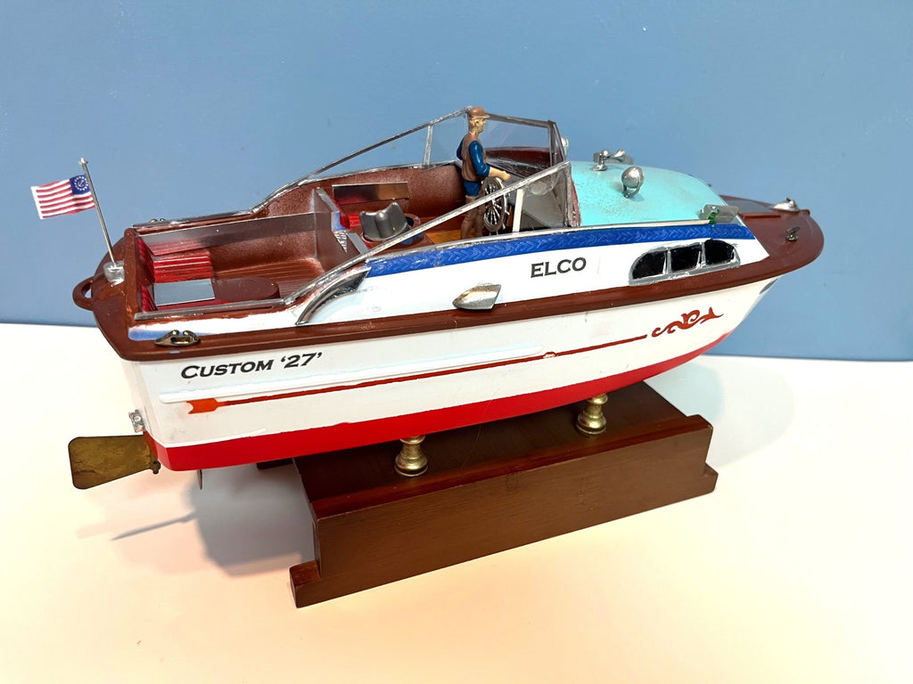 Chris Craft Style Model Boat Elco 27 Ft. Custom Cabin Cruiser Model Yacht 13” Long