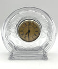 Crystal Clear Studios Etched Flowers Glass Desk Clock With Gold Roman Numeral Face 6.5 x 6.5"