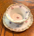 Antique KPM Germany Hand-Painted Floral Bone China Small Bowl & Saucer Set With Gold Trim
