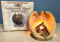 Sculptured Angel Nightlight With Nativity Scene Figurine 7" high