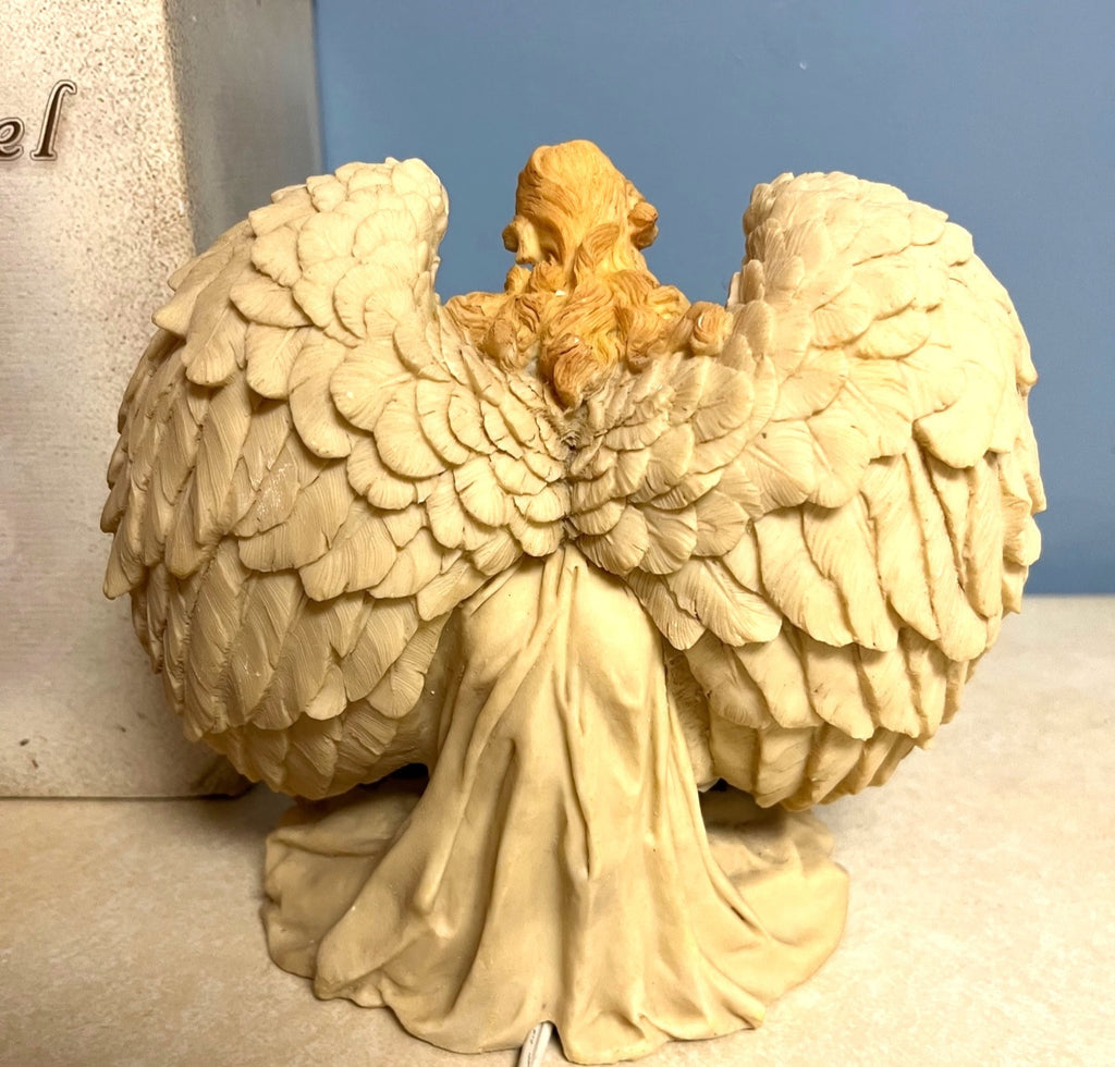 Sculptured Angel Nightlight With Nativity Scene Figurine 7" high