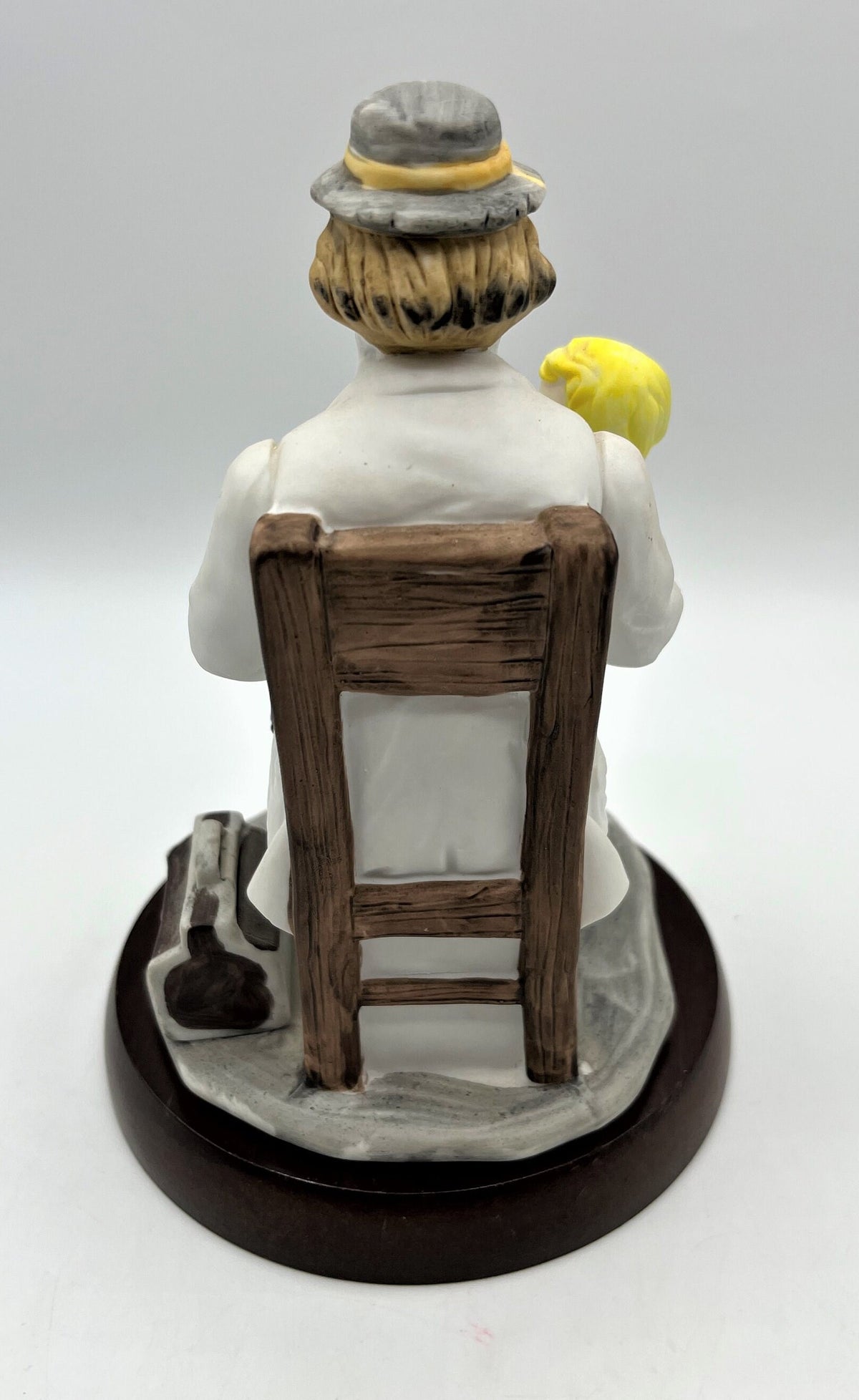 Vintage Emmett Kelly Jr. Doctor Porcelain Figurine The Doctor with Solid Wood Base by Flambro. 5.25" wide x 8" tall