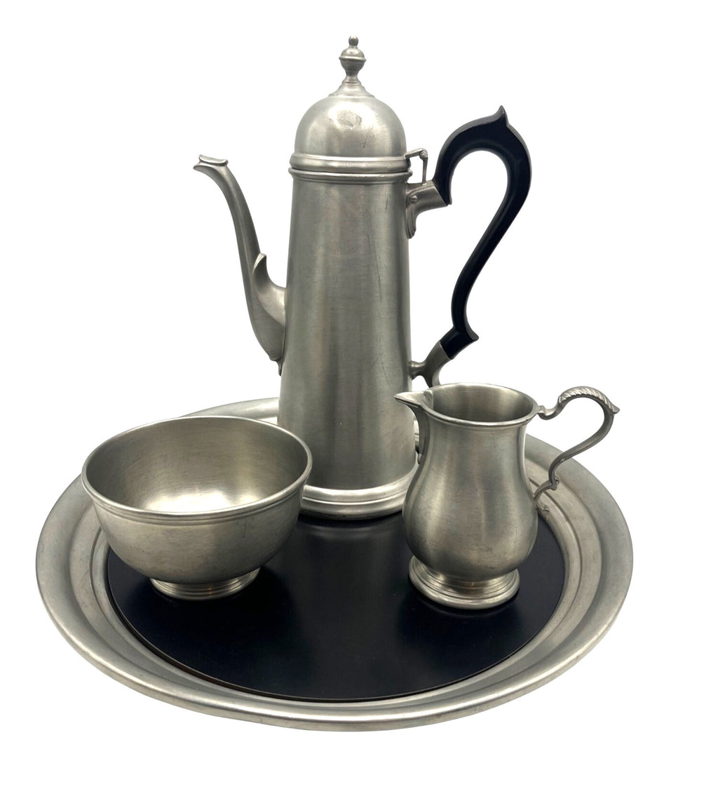 Vintage Wallace Pewter Coffee Set 25 Year Southern Bell Service Award 1981 Collectible