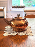 Vintage Copper Teapot With Porcelain Blue Delft Handle & Lid Knob 9" x 9"