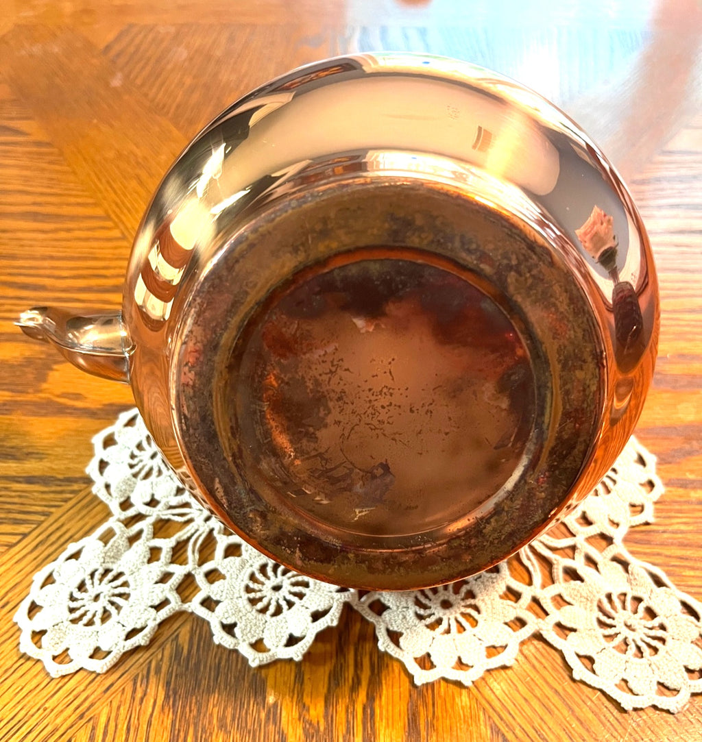 Vintage Copper Teapot With Porcelain Blue Delft Handle & Lid Knob 9" x 9"