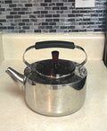 Dansk International Stainless Steel 2 Qt. Teakettle With Black Handle & Purple Glass Lid Classic Design