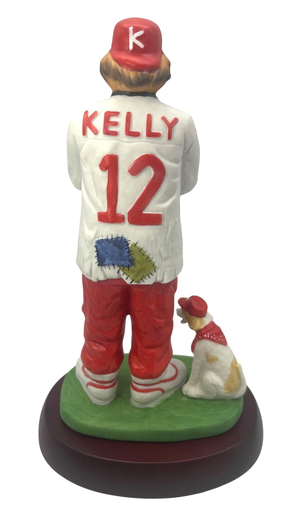 Emmett Kelly Jr. Coach Figurine Professional Series Collection Hand-Painted Porcelain With Dog On Wooden Base 10" tall
