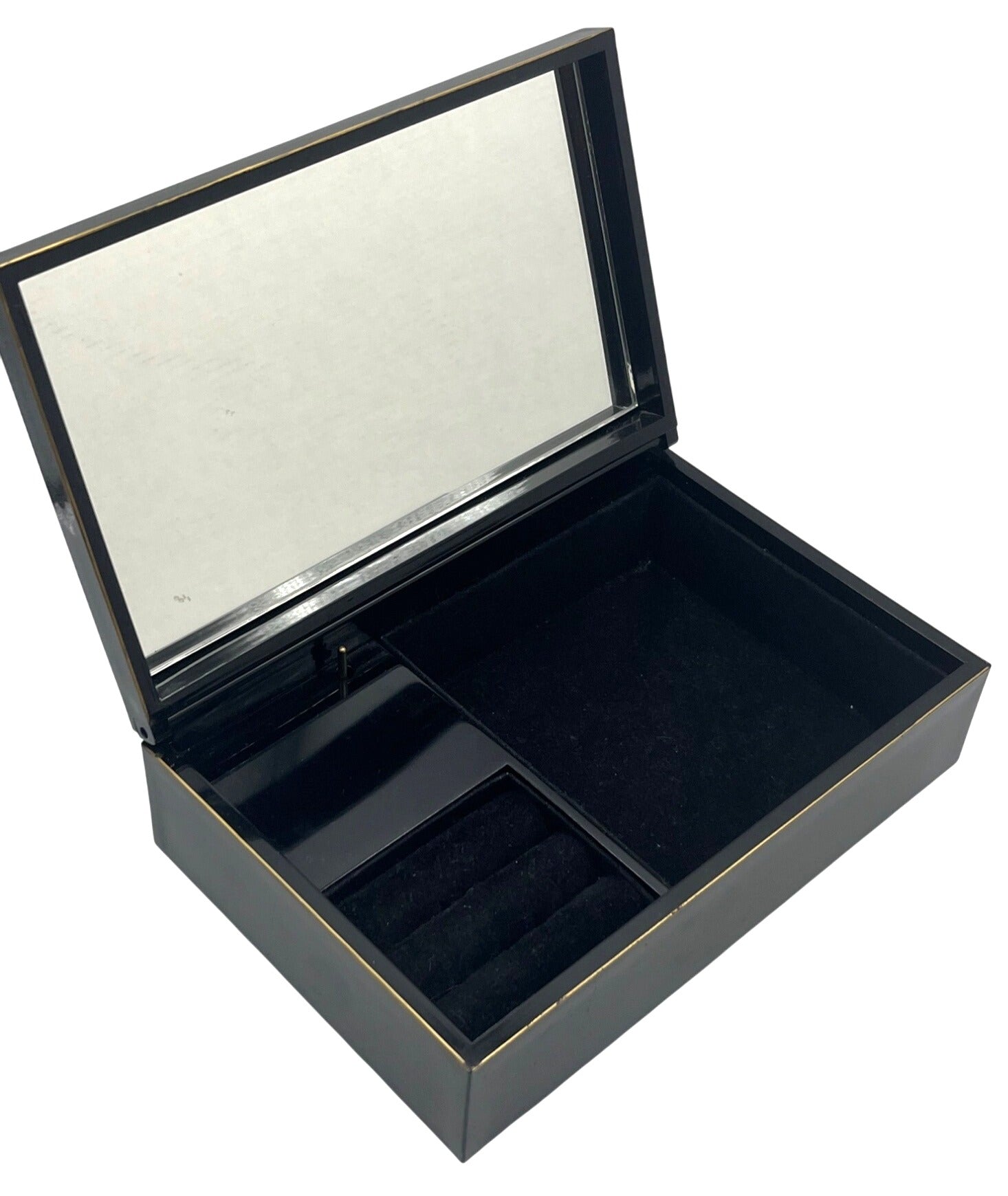 Vintage Black Lacquerware Jewelry Box With Mirror & Paisley Design By Otagiri Japan Plays Feelings