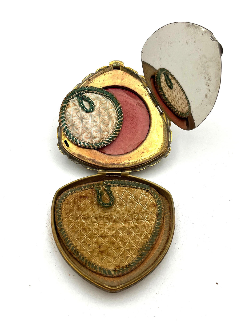1940's WWII Lady's Compact with Navy Marine Emblem Eagle Anchors and Swords