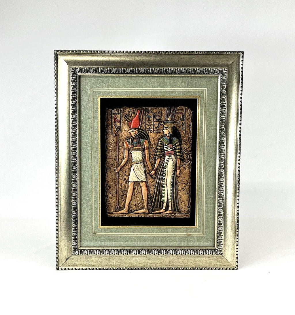 Rare Large Egyptian Dimensional Art in Custom Shadowbox Frame 17.5" x 20.5"