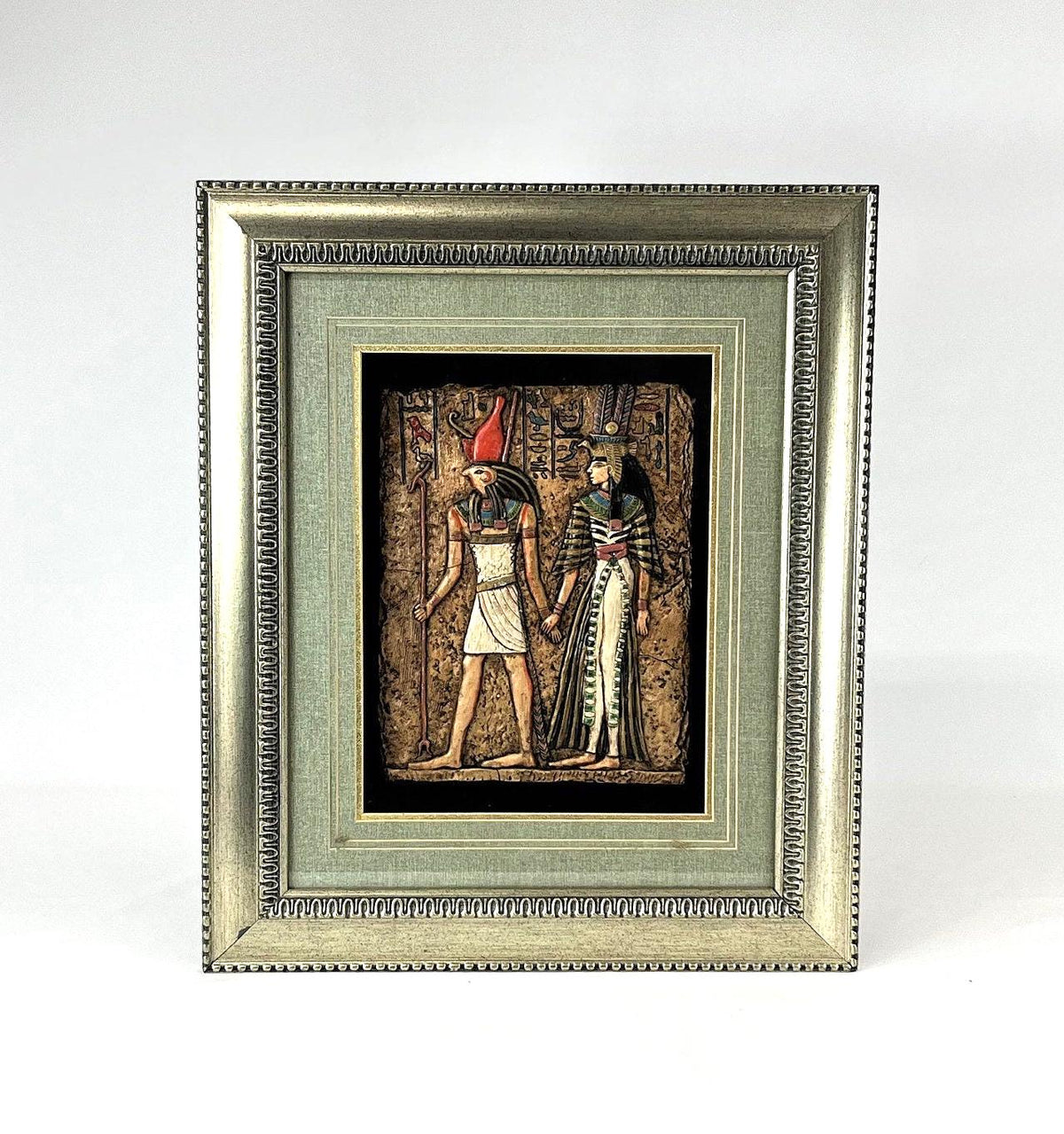 Rare Large Egyptian Dimensional Art in Custom Shadowbox Frame 17.5" x 20.5"