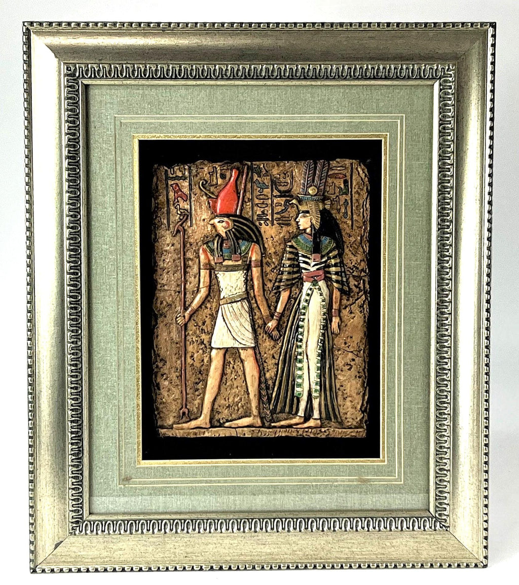 Rare Large Egyptian Dimensional Art in Custom Shadowbox Frame 17.5" x 20.5"