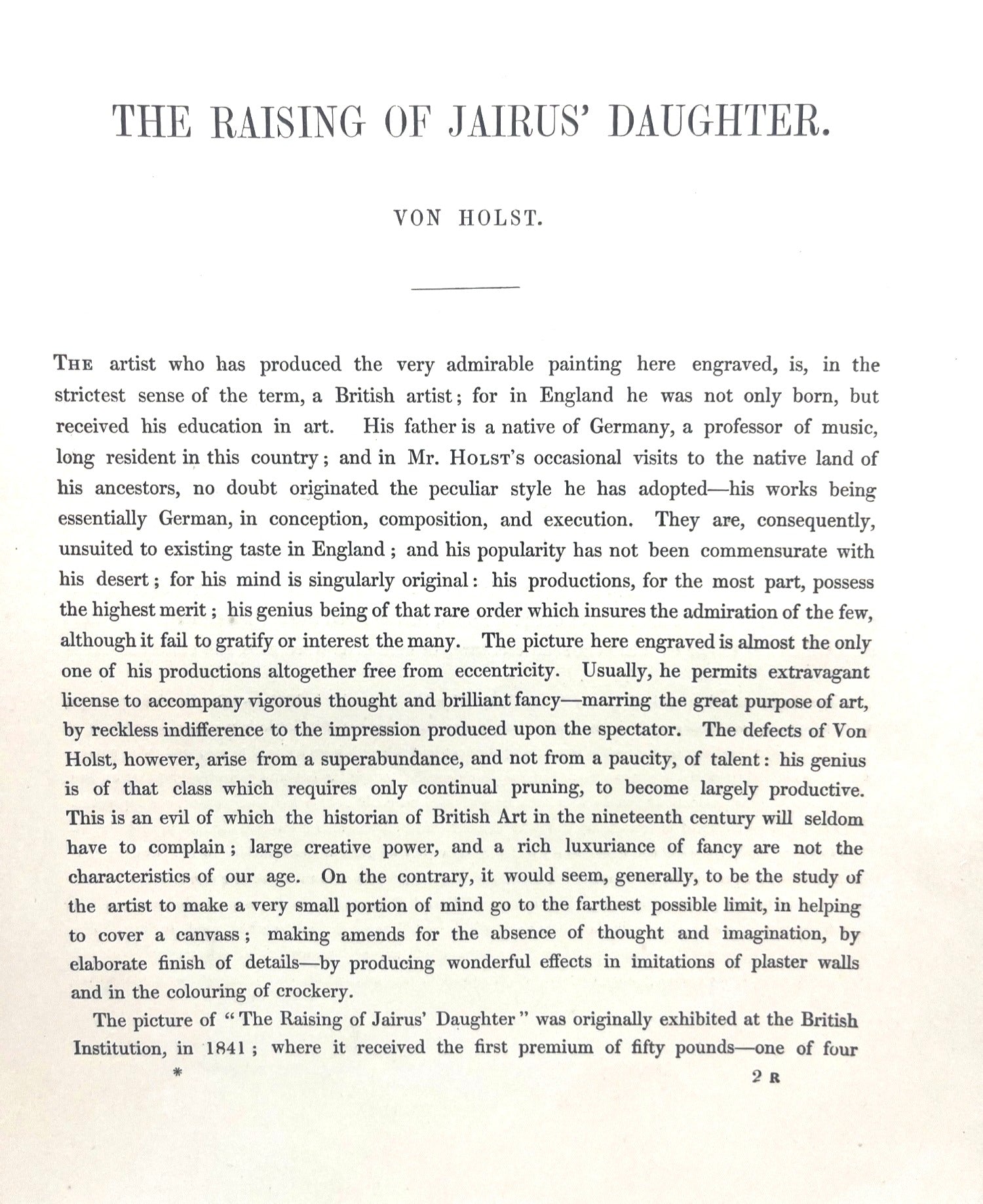 The Raising Of Jairus Daughter Engraving By G. Periam of Theodore Von Holst 1841 Painting  12 x 17.5"