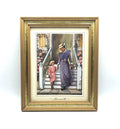 Art Lithograph "Mom and Me" by Dean Winters. A framed nostalgic image of mother and daughter with their Bibles in Sunday dress and hats.