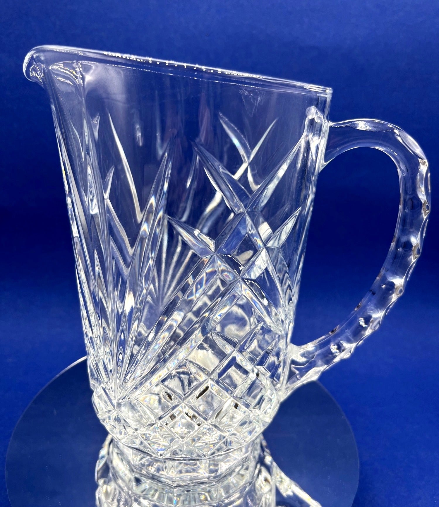 Vintage Cristal d'Arques Cut Glass Pitcher With Diamond & Fan Pattern 1 Quart