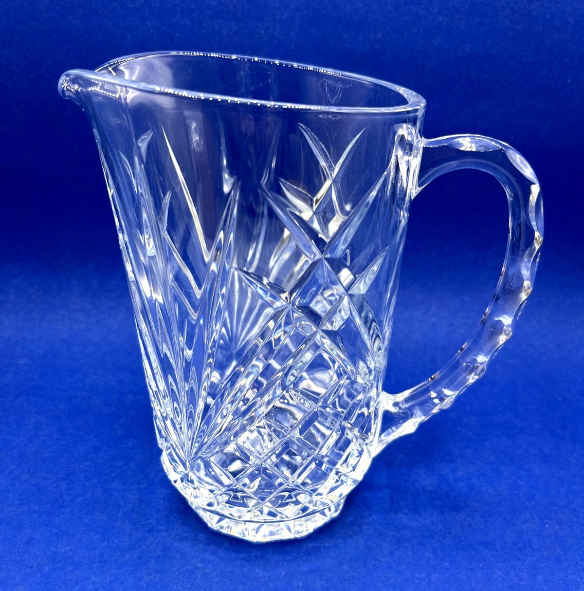 Vintage Cristal d'Arques Cut Glass Pitcher With Diamond & Fan Pattern 1 Quart