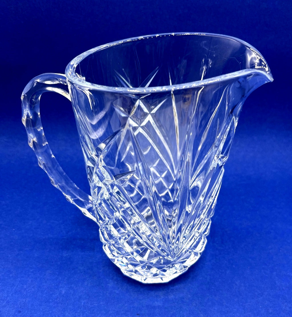 Vintage Cristal d'Arques Cut Glass Pitcher With Diamond & Fan Pattern 1 Quart