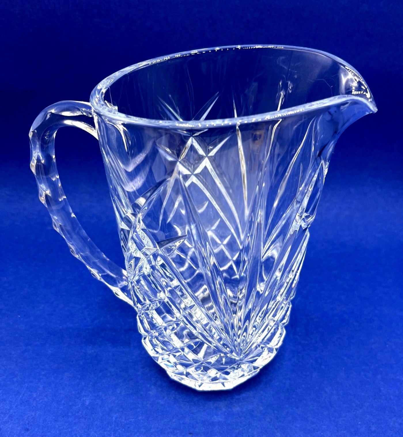 Vintage Cristal d'Arques Cut Glass Pitcher With Diamond & Fan Pattern 1 Quart