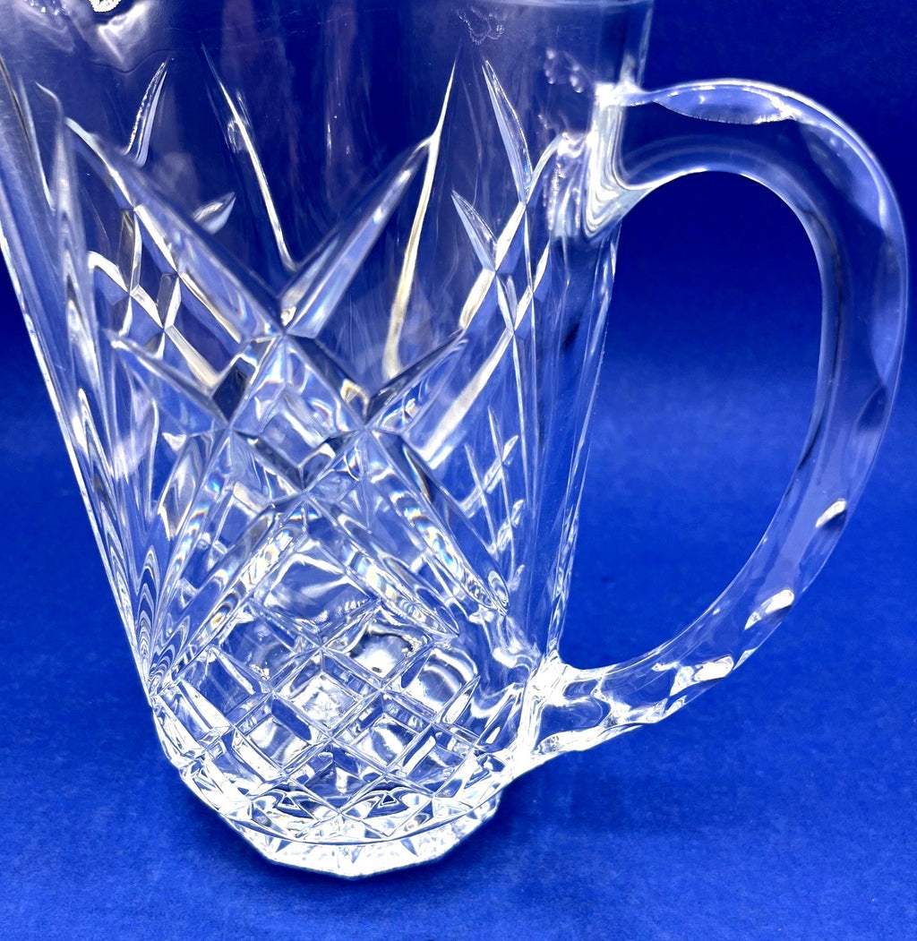 Vintage Cristal d'Arques Cut Glass Pitcher With Diamond & Fan Pattern 1 Quart