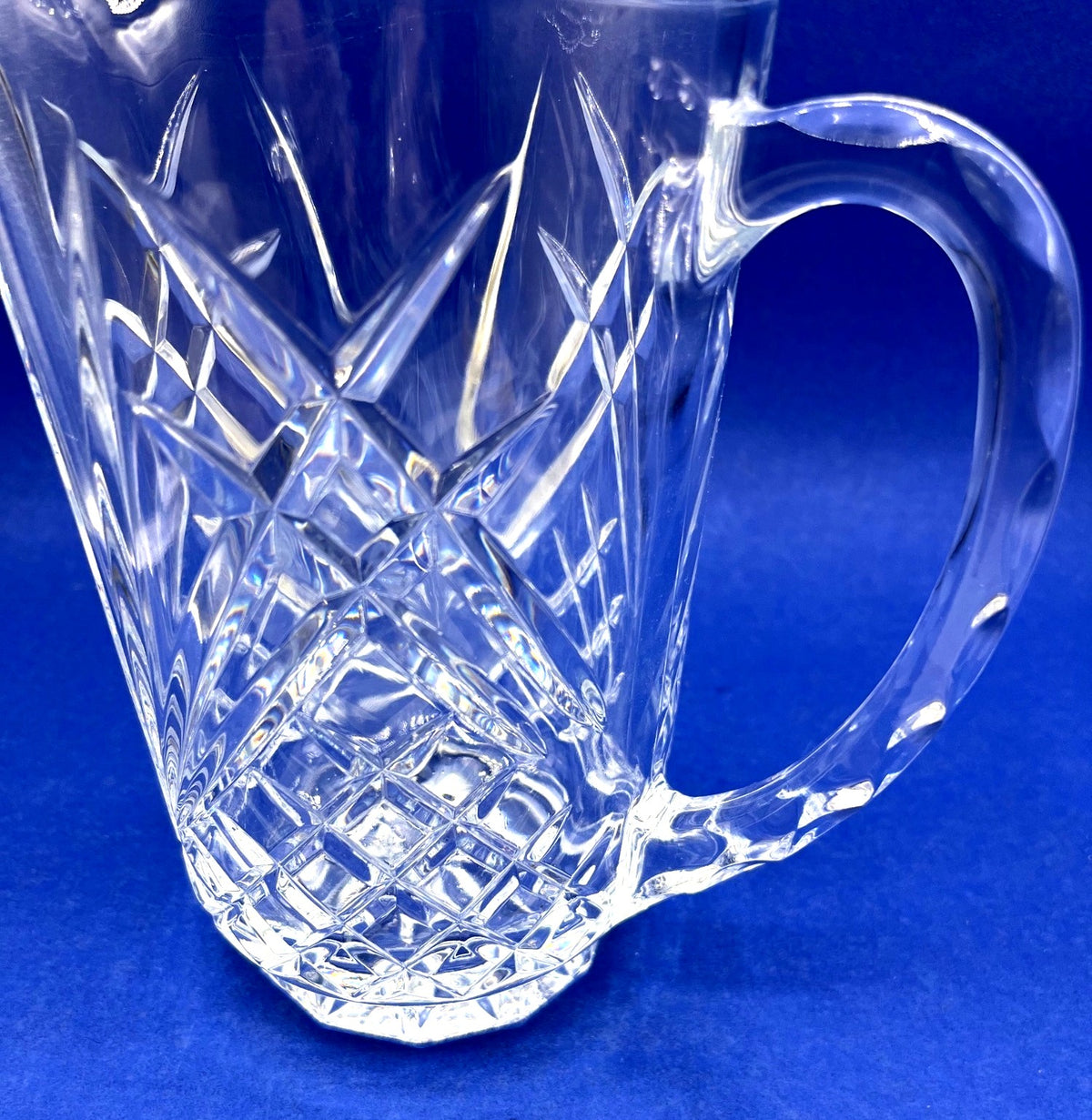 Vintage Cristal d'Arques Cut Glass Pitcher With Diamond & Fan Pattern 1 Quart