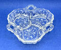 Vintage 1930's Cambridge Rose Divided Clear Glass Relish Dish With Etched Design & 3 Handles 8"