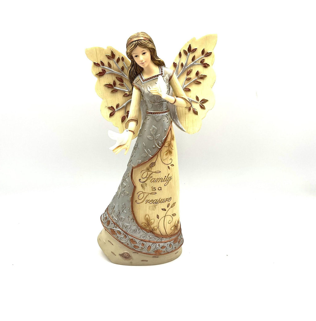 Angel with Two White Doves Figurine Family Is A Treasure by Elements Highly Detailed 9" tall