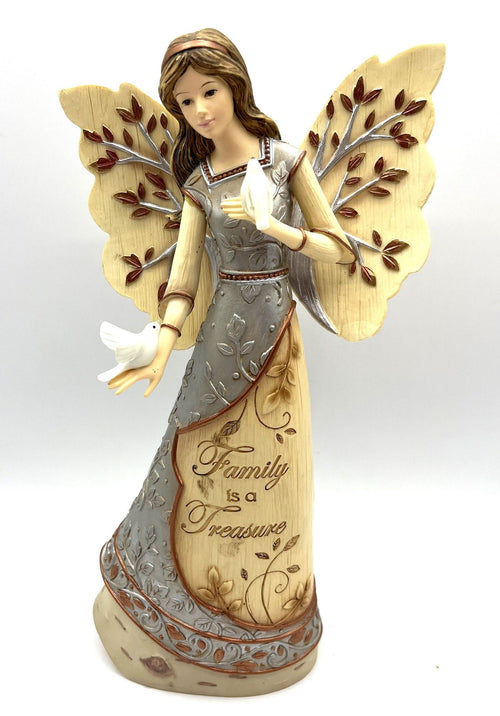 Angel with Two White Doves Figurine Family Is A Treasure by Elements Highly Detailed 9" tall