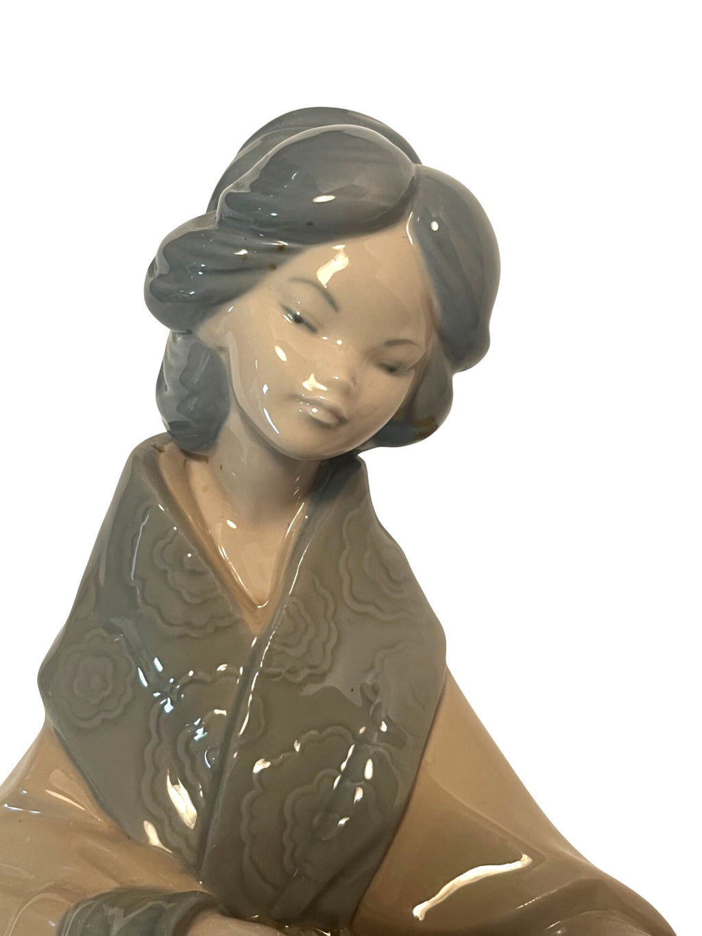NAO By Lladro Japanese Geisha Mother & Daughter Porcelain Figurine Elegant Glossy Finish 15" tall