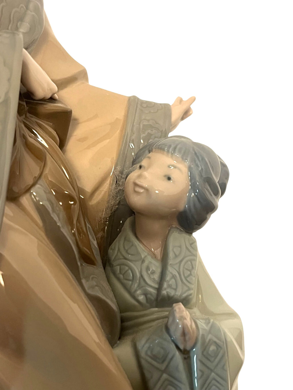 NAO By Lladro Japanese Geisha Mother & Daughter Porcelain Figurine Elegant Glossy Finish 15" tall
