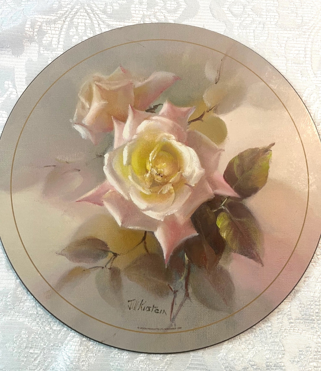 Jason Products Fragrant Blooms Rose-Themed Placemats Set Of 6 By Jill Kirstein Signed Prints 9.5"