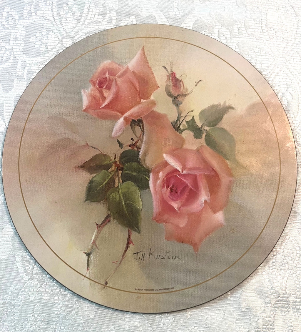 Jason Products Fragrant Blooms Rose-Themed Placemats Set Of 6 By Jill Kirstein Signed Prints 9.5"