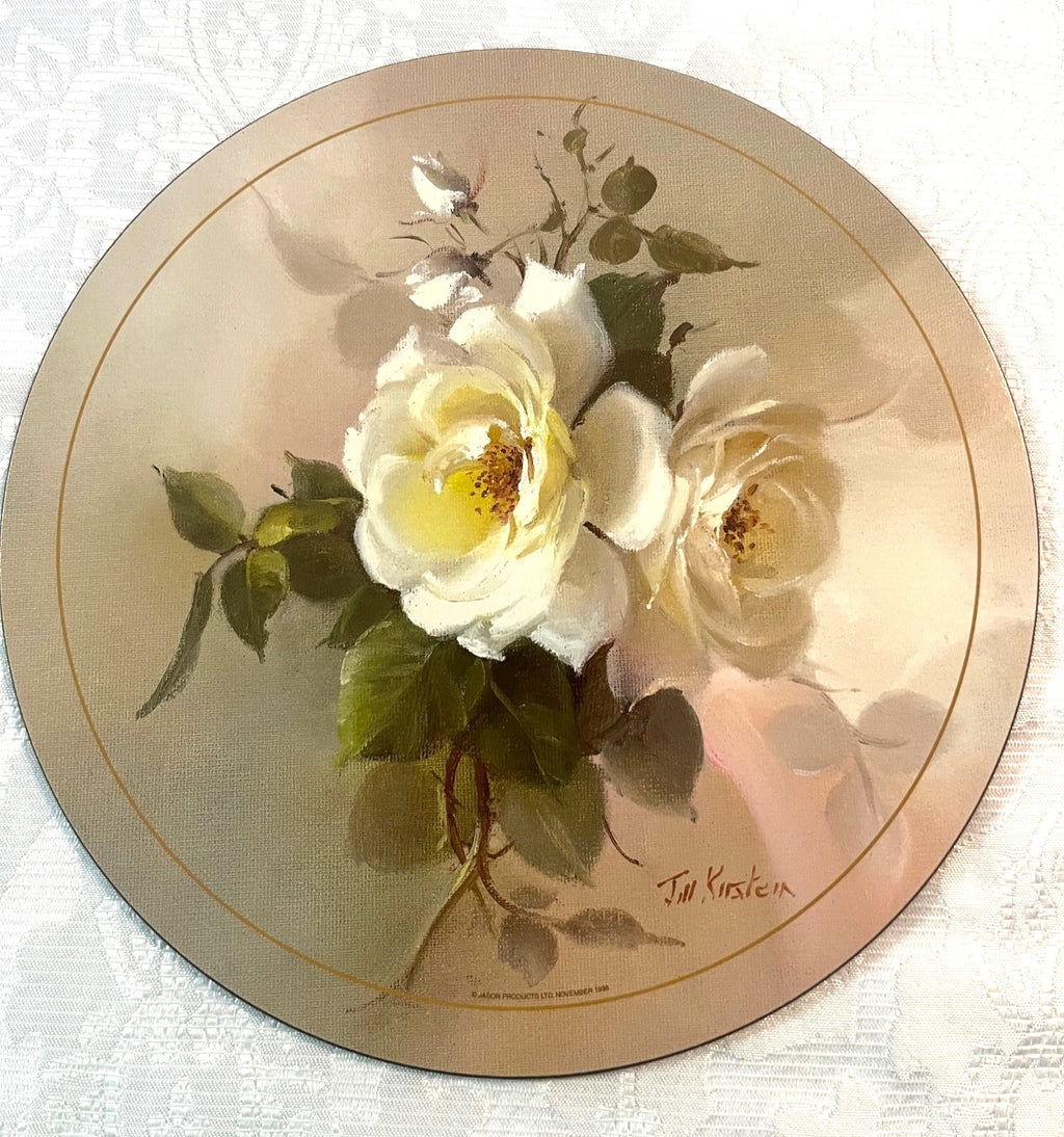 Jason Products Fragrant Blooms Rose-Themed Placemats Set Of 6 By Jill Kirstein Signed Prints 9.5"