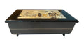 Vintage Japanese Chokin Art Musical Jewelry Box With Mirror & Red Velvet Interior 9" x 4.5" x 3.5" high