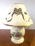 Lenox Holiday Tartan Ceramic Table Candle Lamp With Festive Bow & Fruit Design 10" tall