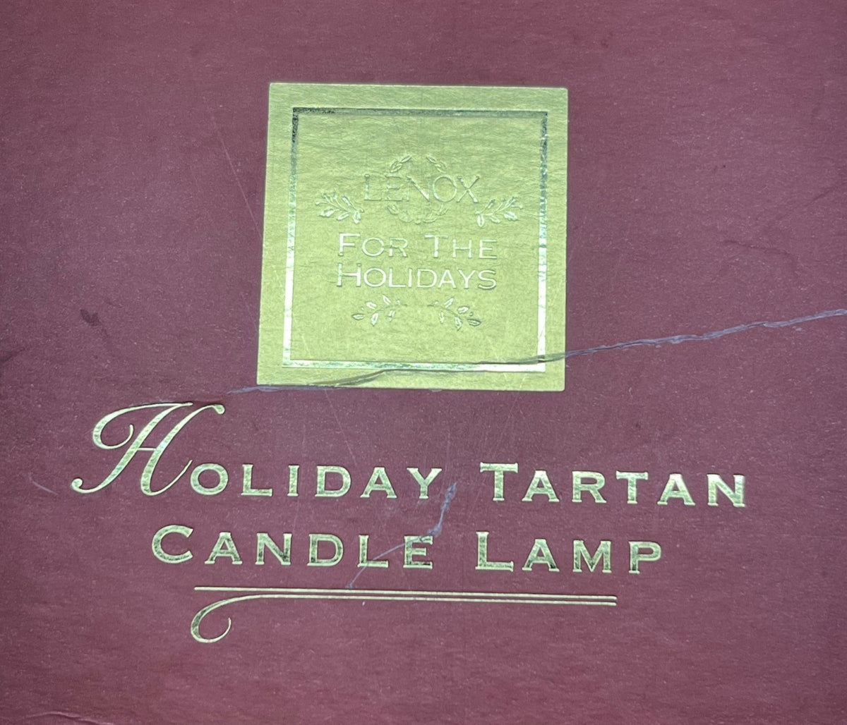 Lenox Holiday Tartan Ceramic Table Candle Lamp With Festive Bow & Fruit Design 10" tall