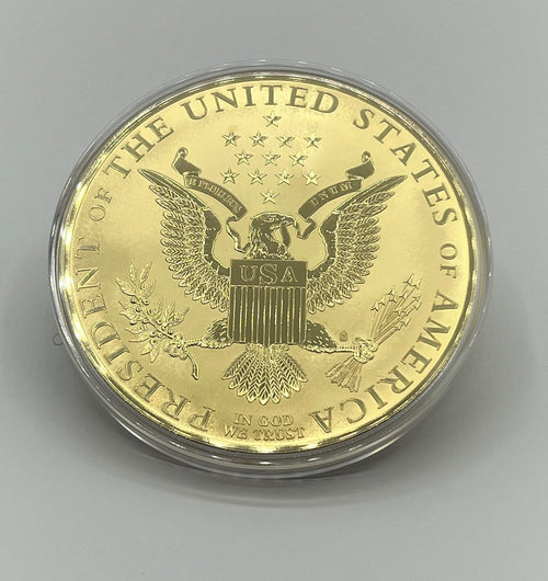 24K Gold Layered Jumbo George Washington Coin with Inlaid Crystals. U.S. Presidents Series American Mint 4" Diameter