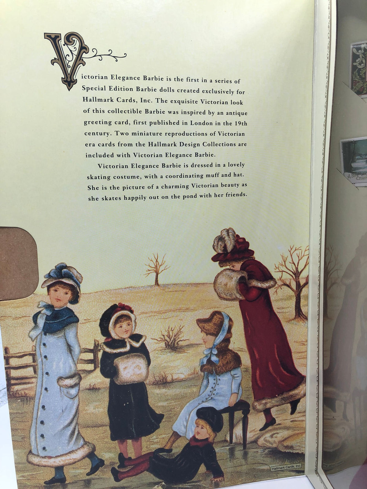 1994 Victorian Elegance Barbie Special Edition for Hallmark. Dressed in a Burgundy Skating Costume with Hat and Muff and Ice Skates. 11"