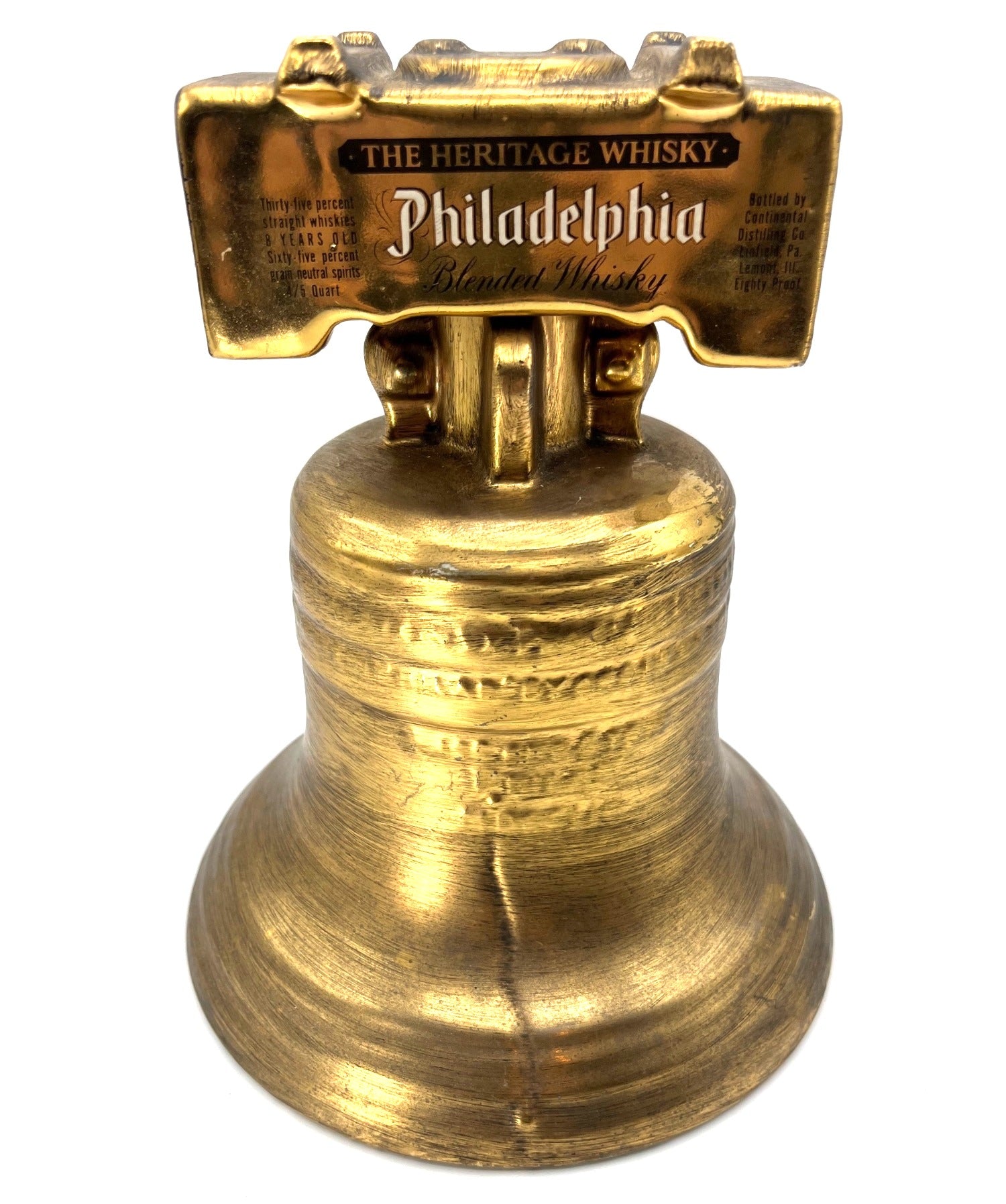 Liberty Bell Decanter 22K Gold Finish 1976 Bicentennial Collectible 8" tall