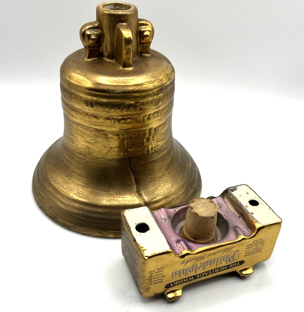Liberty Bell Decanter 22K Gold Finish 1976 Bicentennial Collectible 8" tall