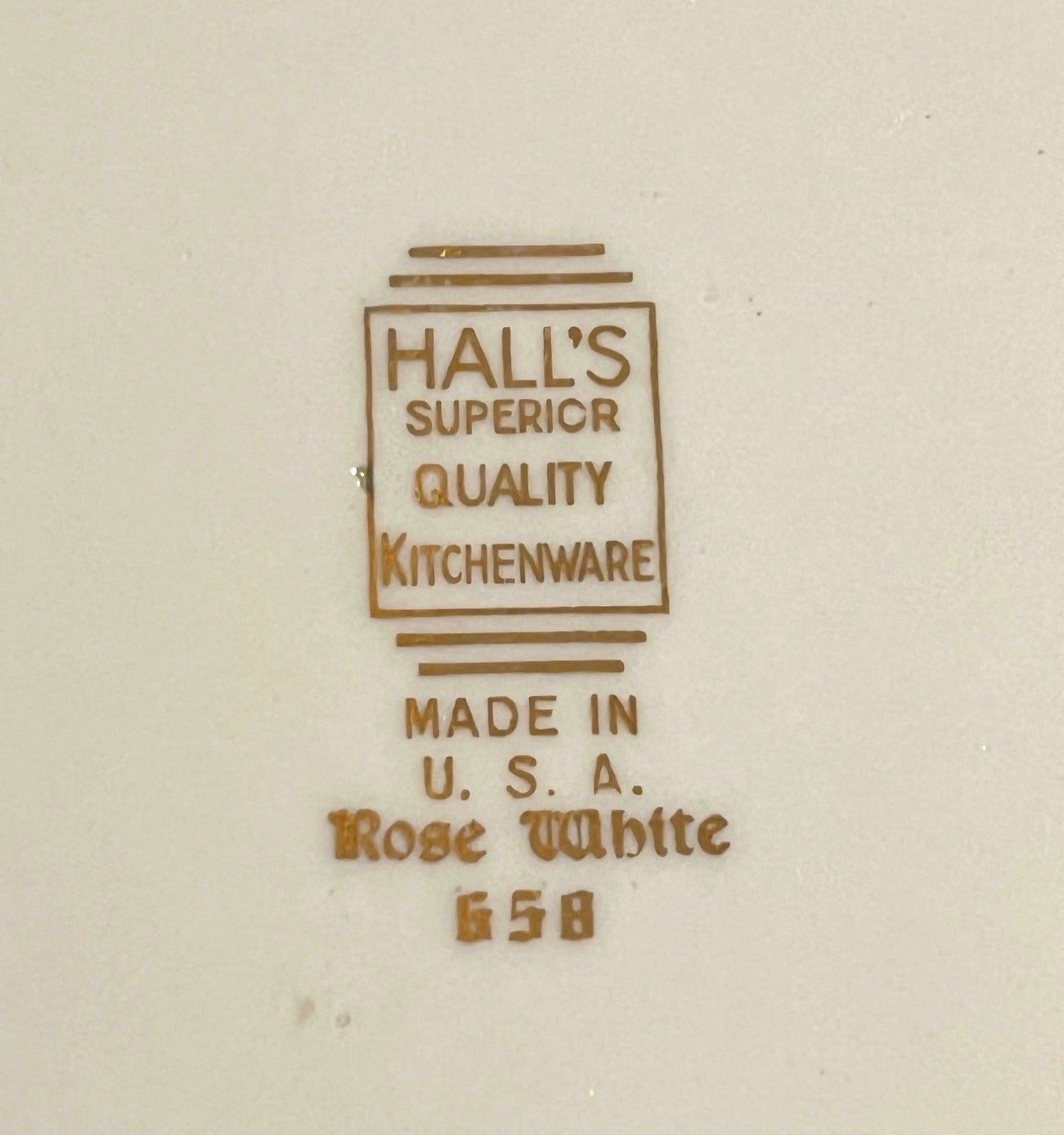 Vintage Halls Superior Rose White Kitchenware Ceramic Covered Casserole Dish With Handles Floral Pattern and Silver Trim Made In USA