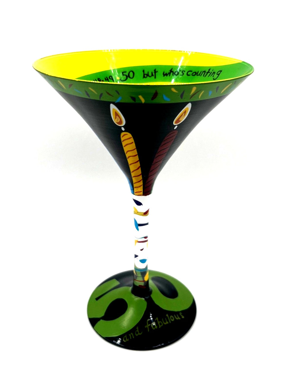 Lolita "50 And Fabulous" Hand-Painted Martini Glass With Gift Box Fun Birthday Gift