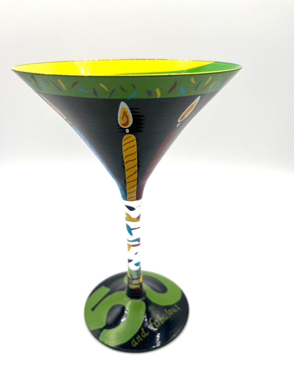 Lolita "50 And Fabulous" Hand-Painted Martini Glass With Gift Box Fun Birthday Gift