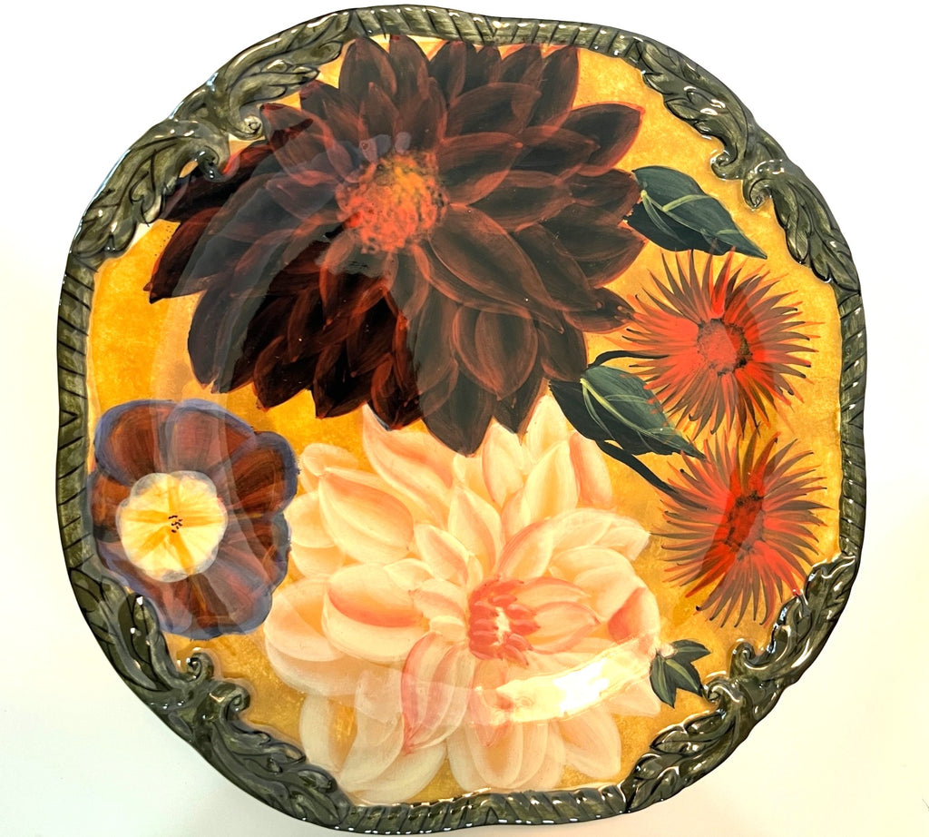 Renaissance Raymond Waites Salad & Dessert Plates 8.5" Floral Fruit Design Set Of 4 Certified International
