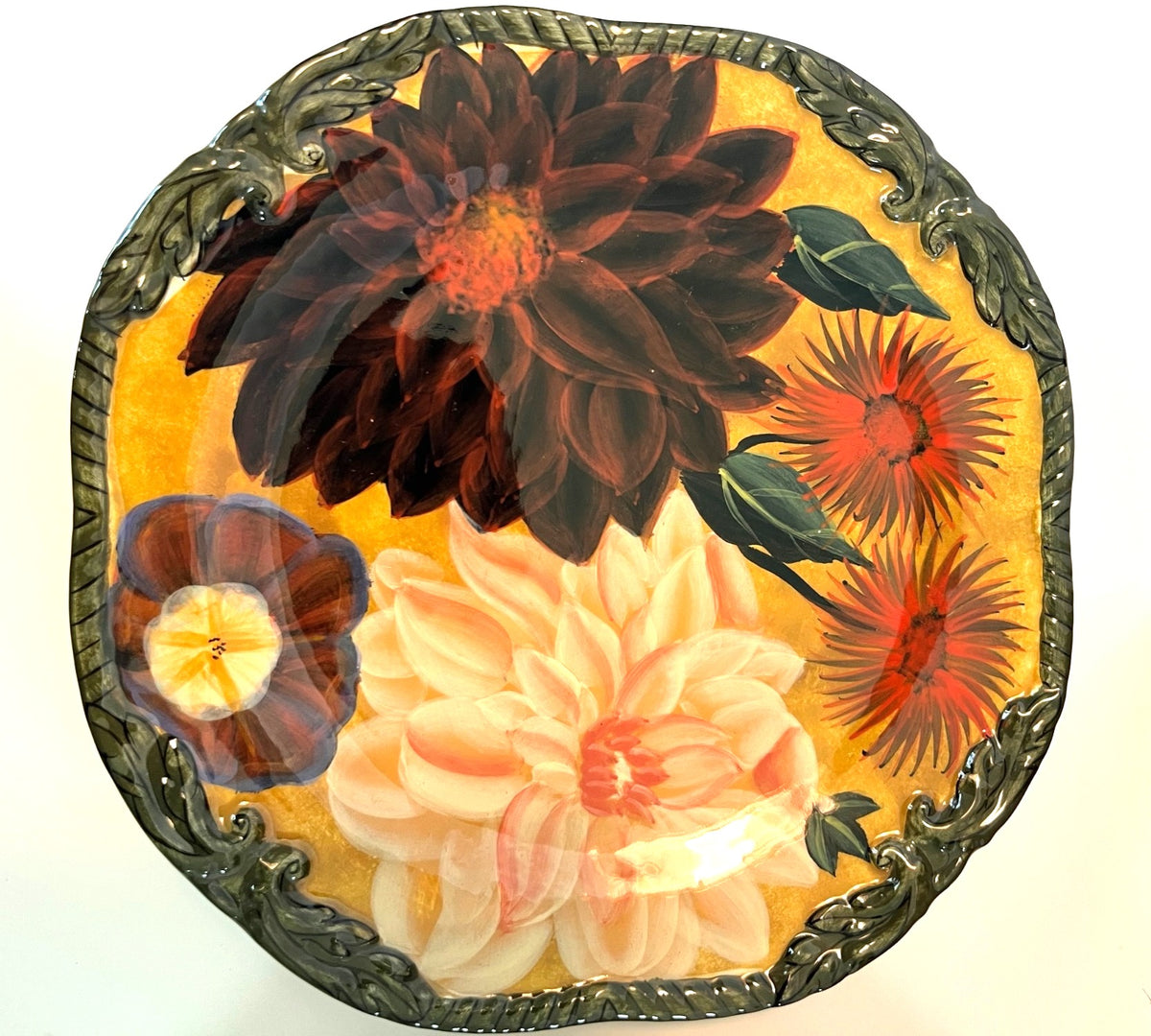 Renaissance Raymond Waites Salad & Dessert Plates 8.5" Floral Fruit Design Set Of 4 Certified International
