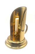 Brass Chamberstick Candle Holder With Reflector Shield & Handle - Vintage Design
