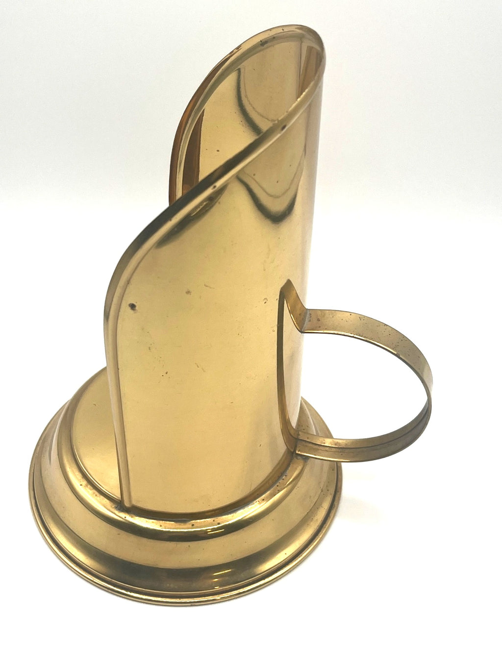 Brass Chamberstick Candle Holder With Reflector Shield & Handle - Vintage Design