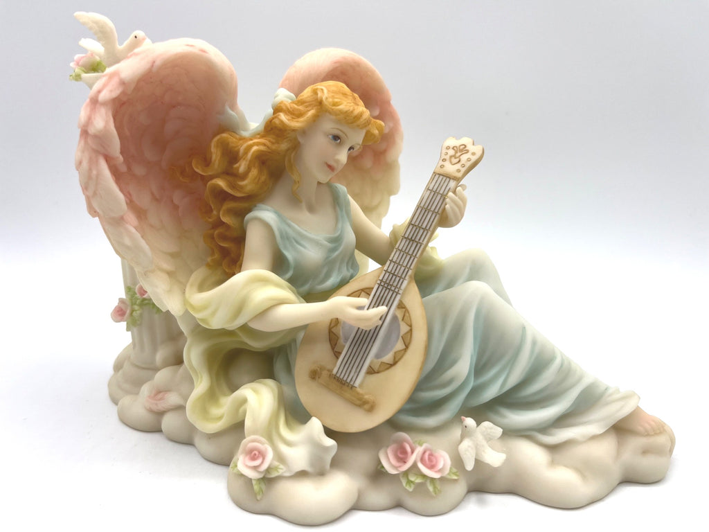 Seraphim Classics 2000 Golden Wings Exclusive Juliette Angel Figurine Playing Lute "Music's Gift" By Roman Inc 7.75 x 5"