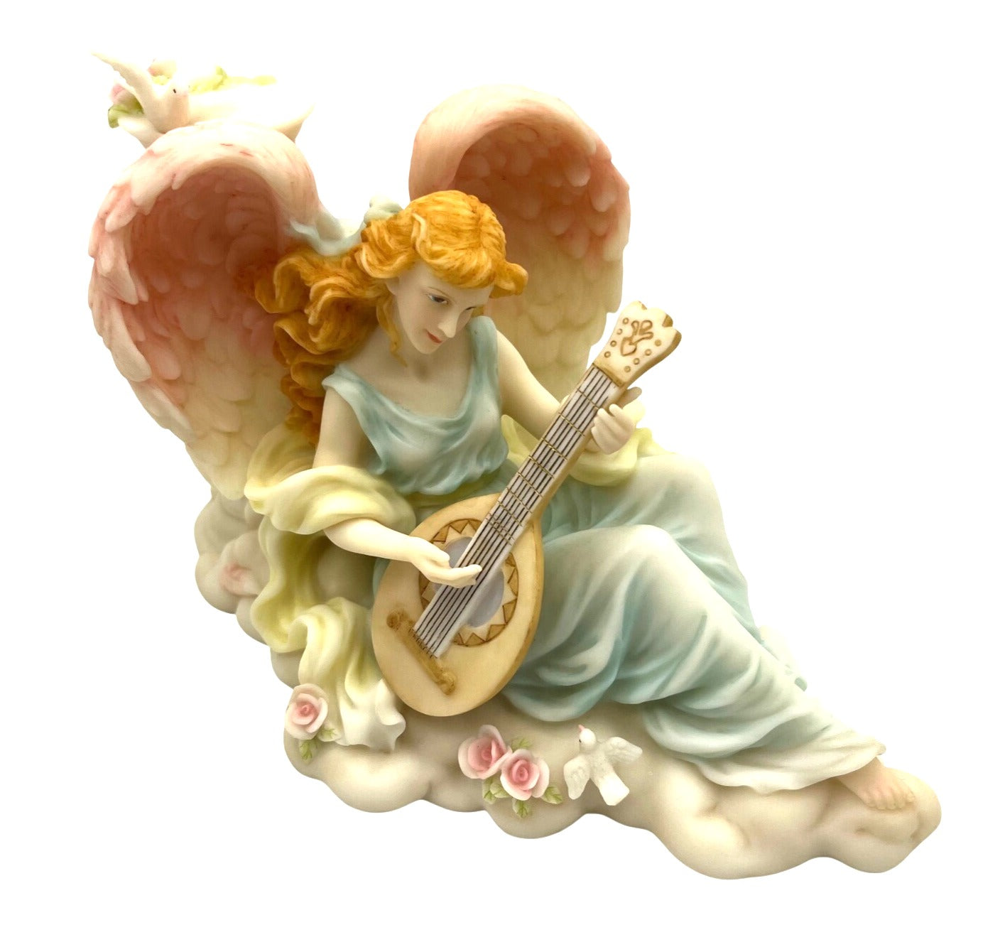 Seraphim Classics 2000 Golden Wings Exclusive Juliette Angel Figurine Playing Lute "Music's Gift" By Roman Inc 7.75 x 5"