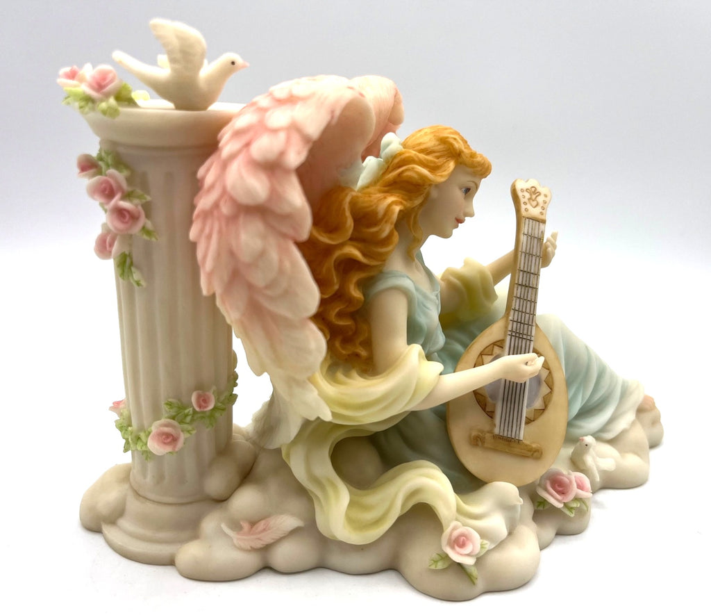 Seraphim Classics 2000 Golden Wings Exclusive Juliette Angel Figurine Playing Lute "Music's Gift" By Roman Inc 7.75 x 5"